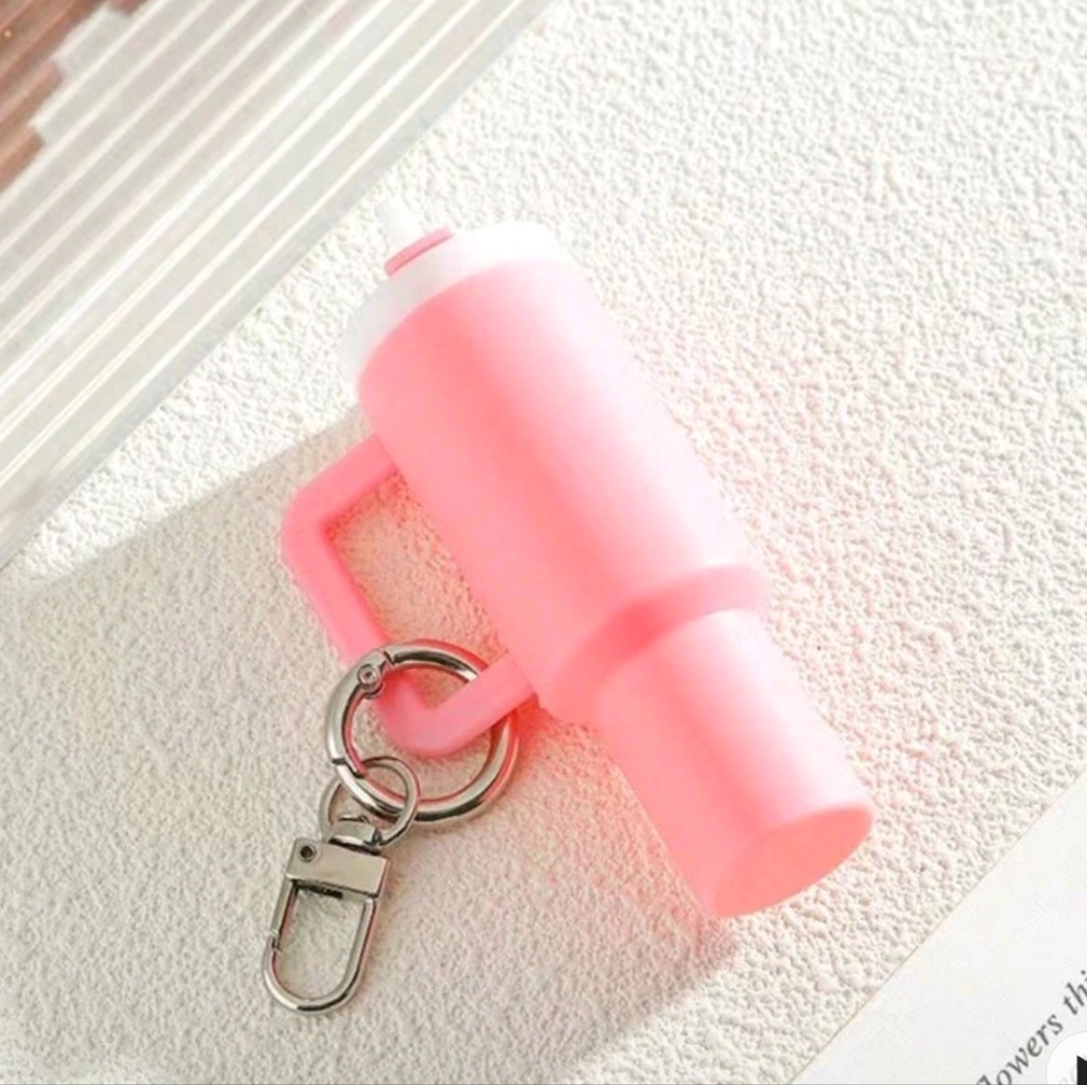 Pink Mini Water Bottle Keychain